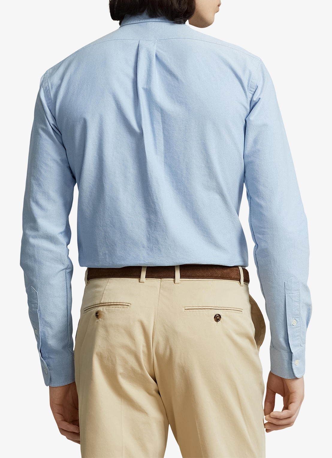 Ralph Lauren Custom fit button-down overhemd van katoen - achterkant 3 blue / blauw