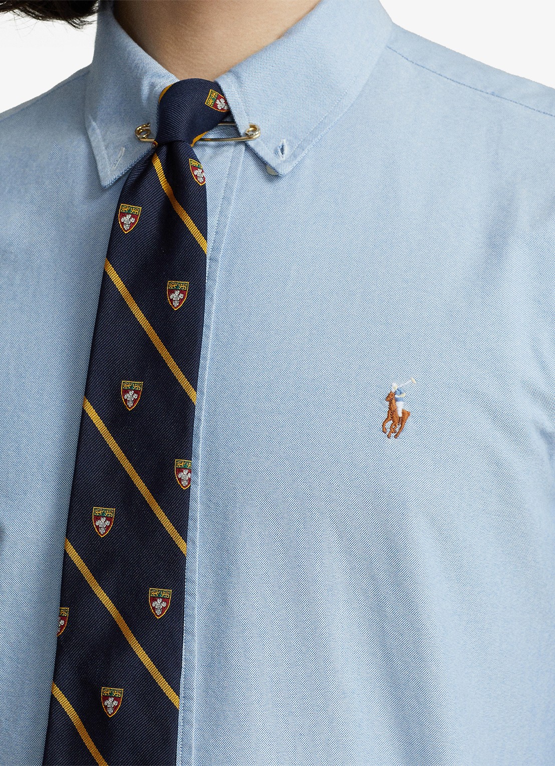 Ralph Lauren Custom fit button-down overhemd van katoen - detail 2 blue / blauw