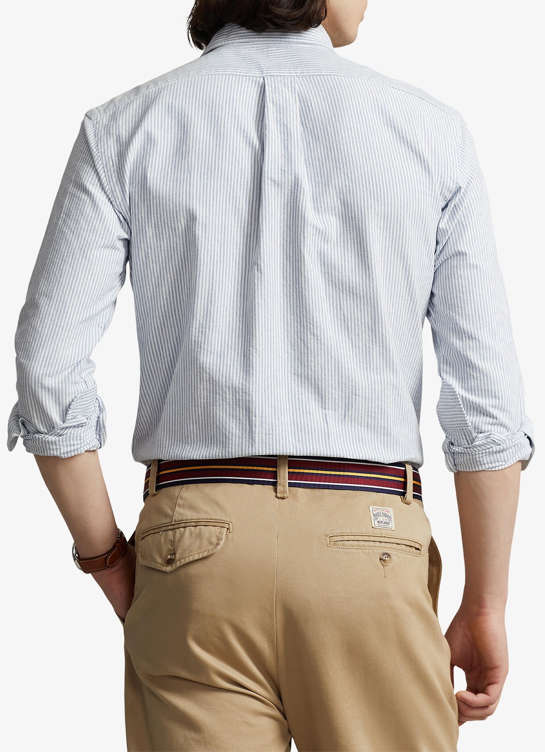 Ralph Lauren Custom fit button-down overhemd van katoen - achterkant 5 blue white stripe / blauw