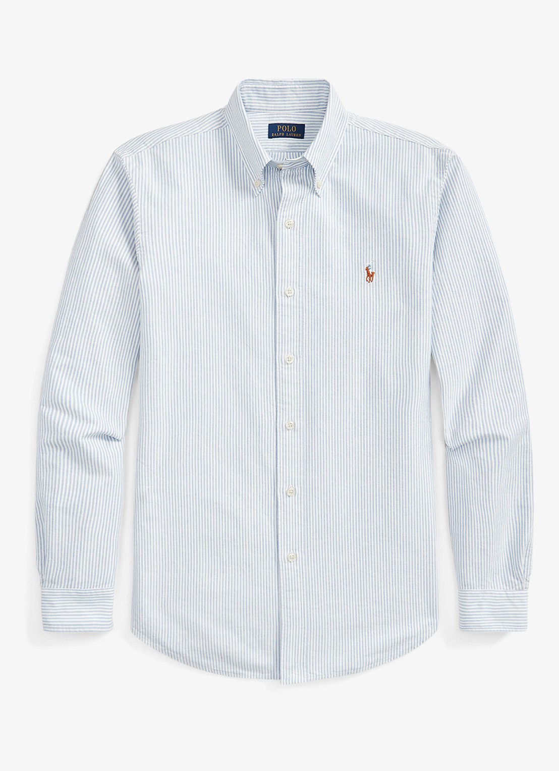 Ralph Lauren Custom fit button-down overhemd van katoen - voorkant blue white stripe / blauw