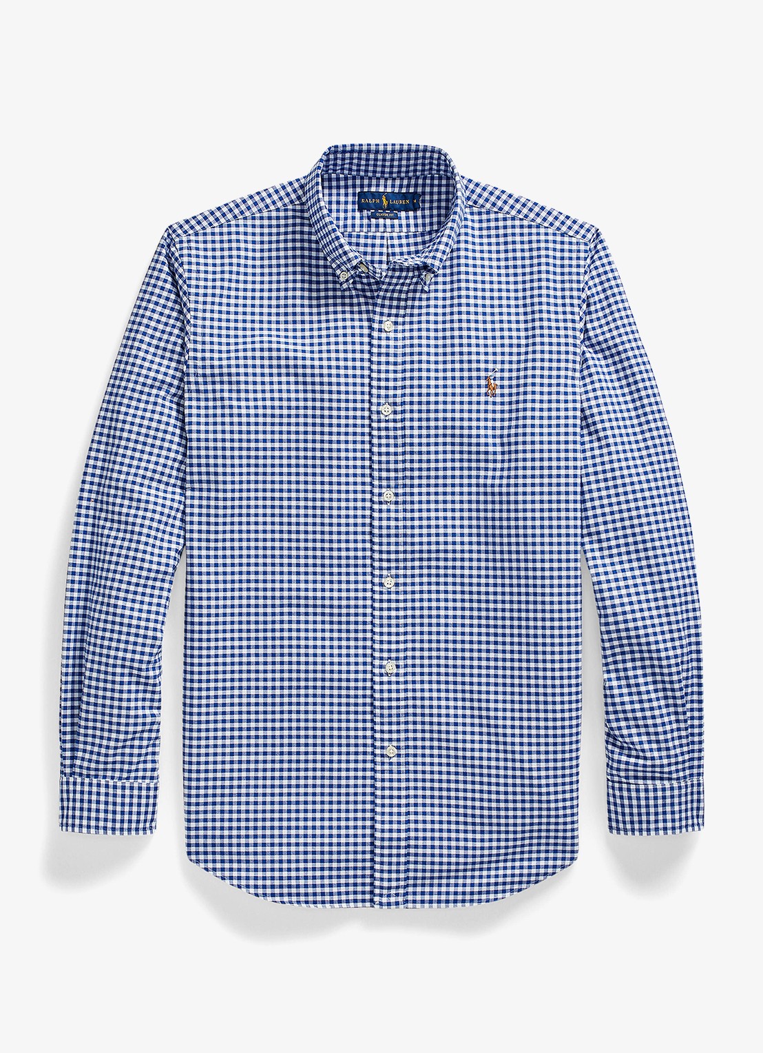 Ralph Lauren Custom fit button-down overhemd van katoen - voorkant blue white gingham / blauw