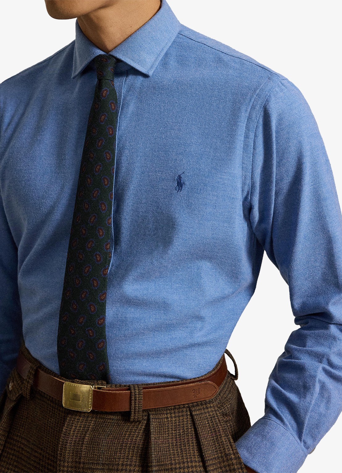 Ralph Lauren Custom fit keper performance overhemd met logo - detail 2 blue borage heather / blauw