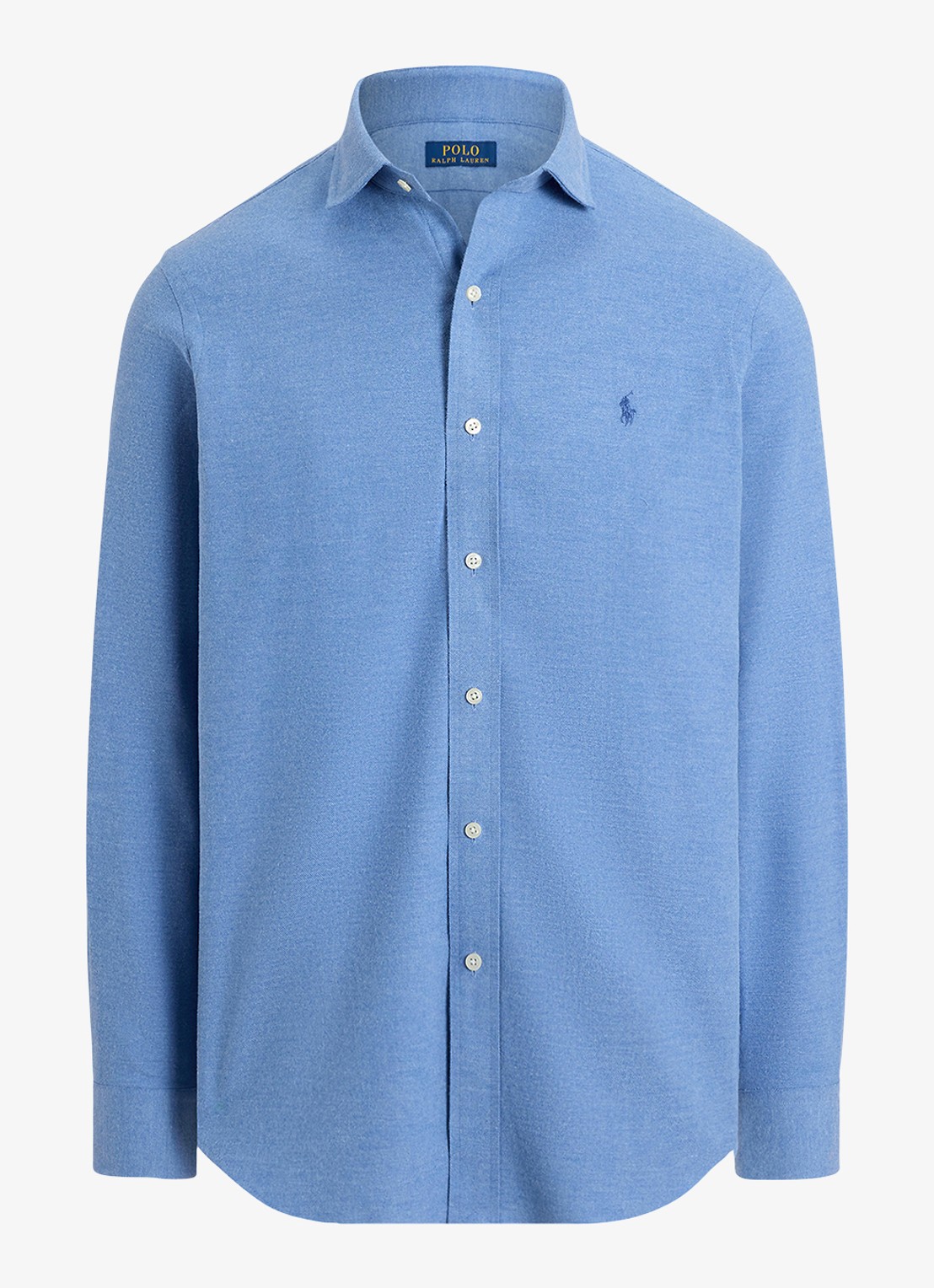 Ralph Lauren Custom fit keper performance overhemd met logo - voorkant 3 blue borage heather / blauw