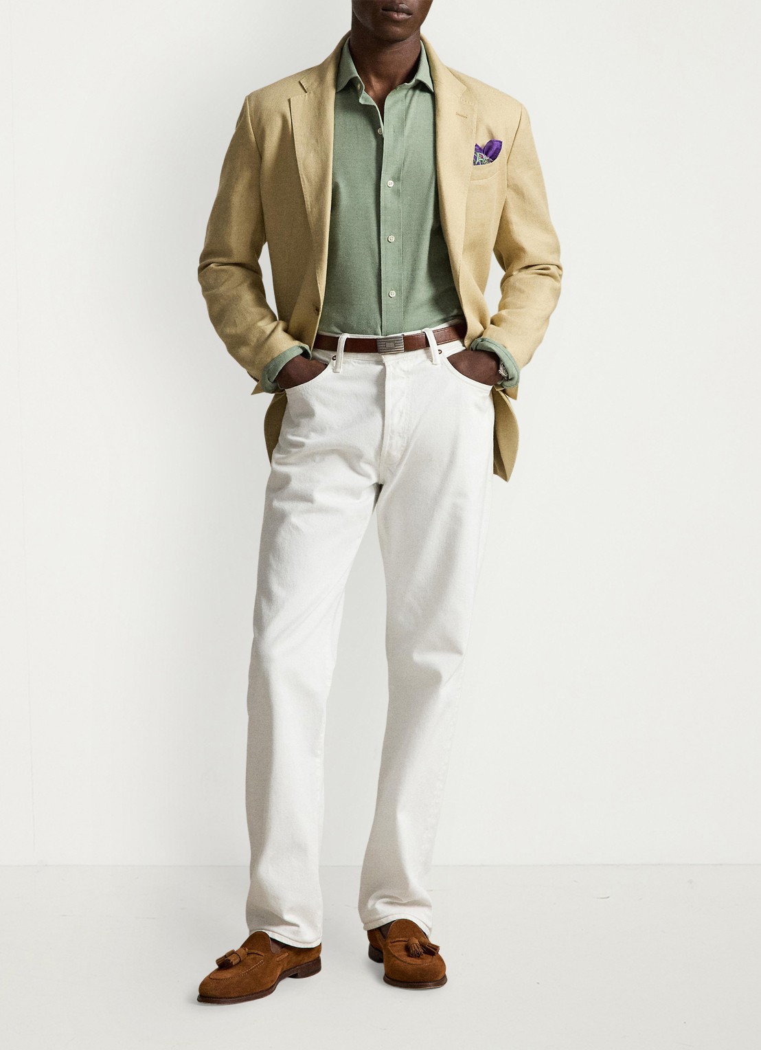 Ralph Lauren Custom fit keper performance overhemd - detail 4 fern green heather / groen