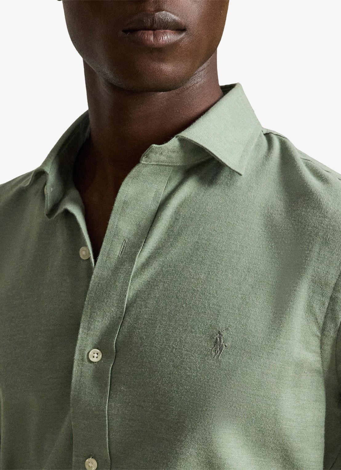 Ralph Lauren Custom fit keper performance overhemd - detail 5 fern green heather / groen