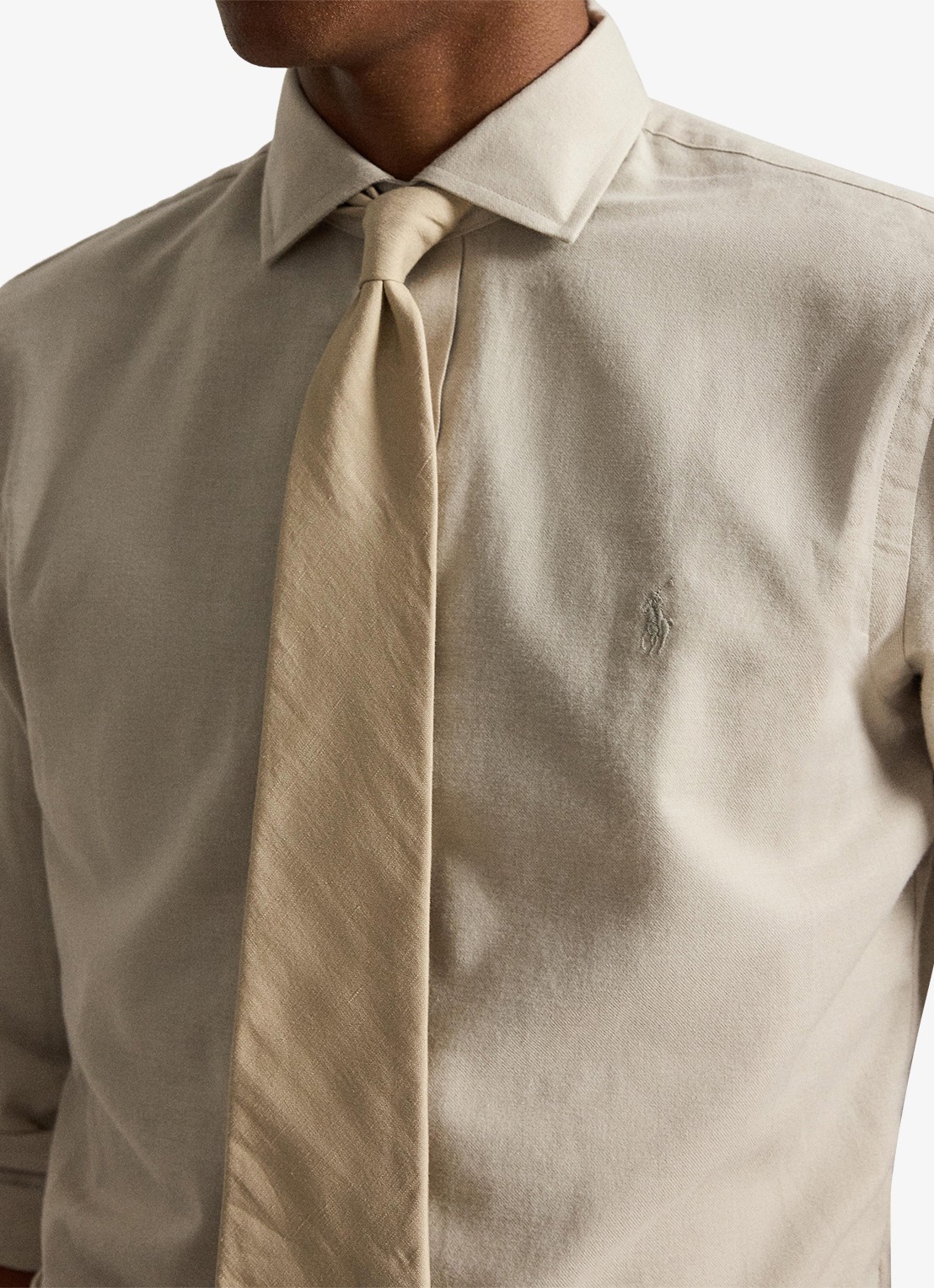 Ralph Lauren Custom fit keper performance overhemd - detail 2 expedition dune heather / beige