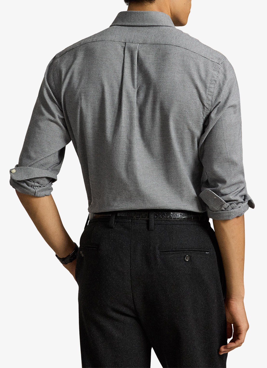Ralph Lauren Custom fit keper performance overhemd - achterkant 3 lichtgrijs