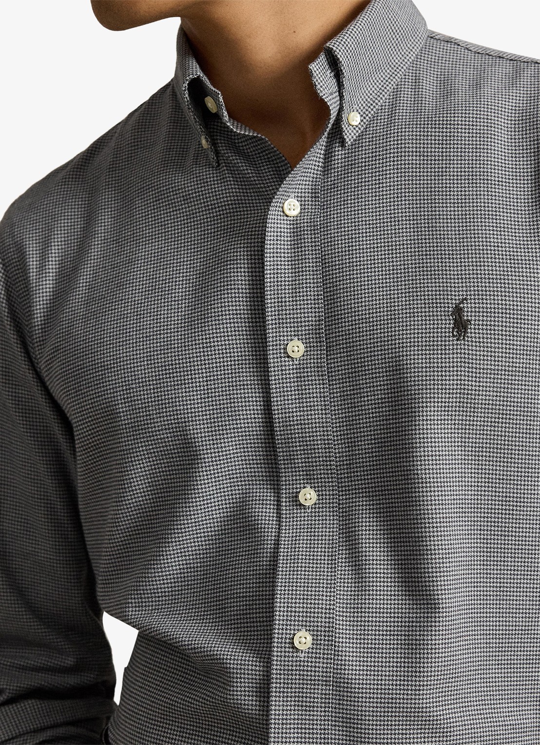 Ralph Lauren Custom fit keper performance overhemd - detail 2 lichtgrijs
