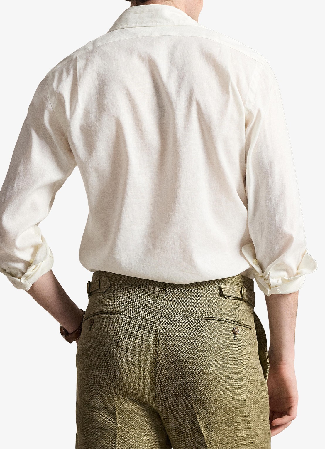 Ralph Lauren Custom fit overhemd in linnenblend met logo - achterkant white / wit