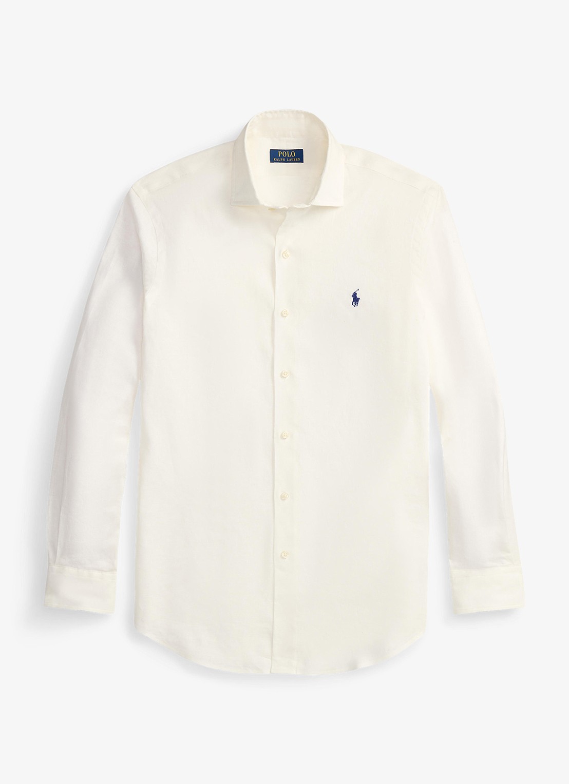 Ralph Lauren Custom fit overhemd in linnenblend met logo - voorkant 5 white / wit
