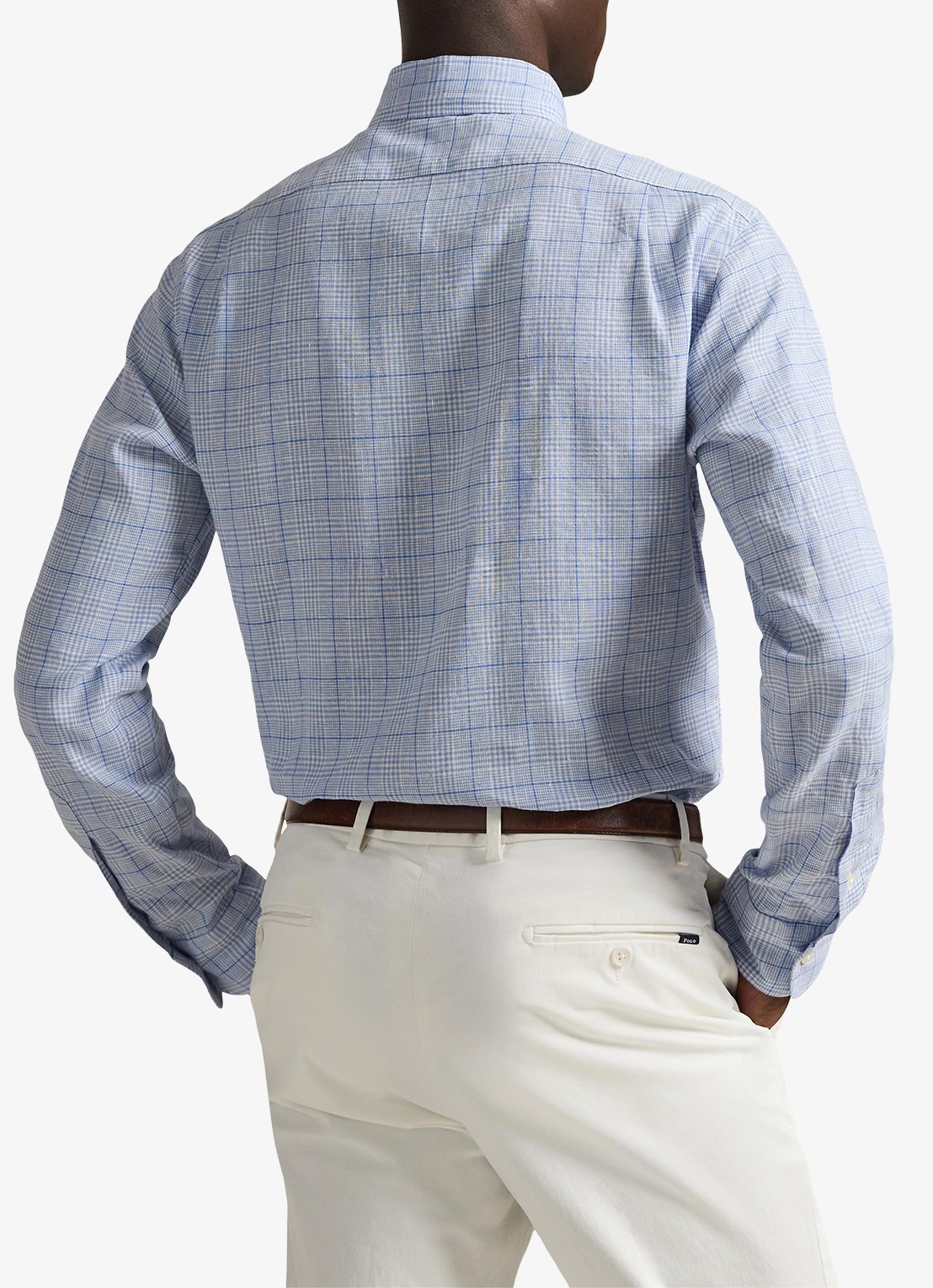 Ralph Lauren Custom fit overhemd in linnenblend met ruitdessin - achterkant 5 7190 blue multi-zyj4