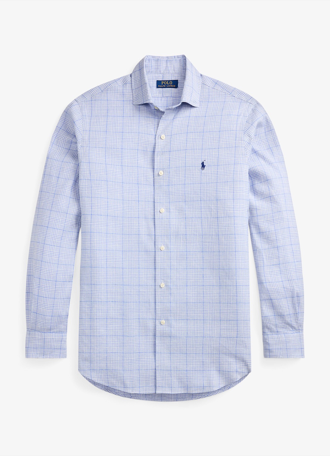 Ralph Lauren Custom fit overhemd in linnenblend met ruitdessin - voorkant 7190 blue multi-zyj4