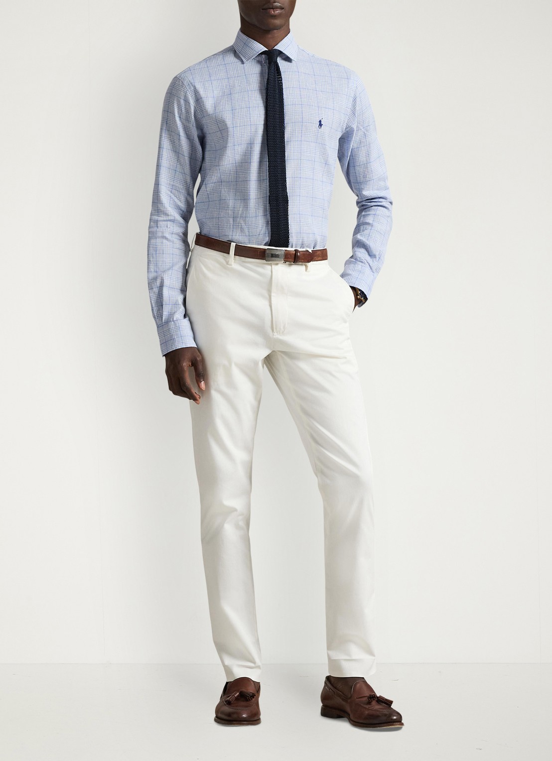 Ralph Lauren Custom fit overhemd in linnenblend met ruitdessin - voorkant 2 7190 blue multi-zyj4