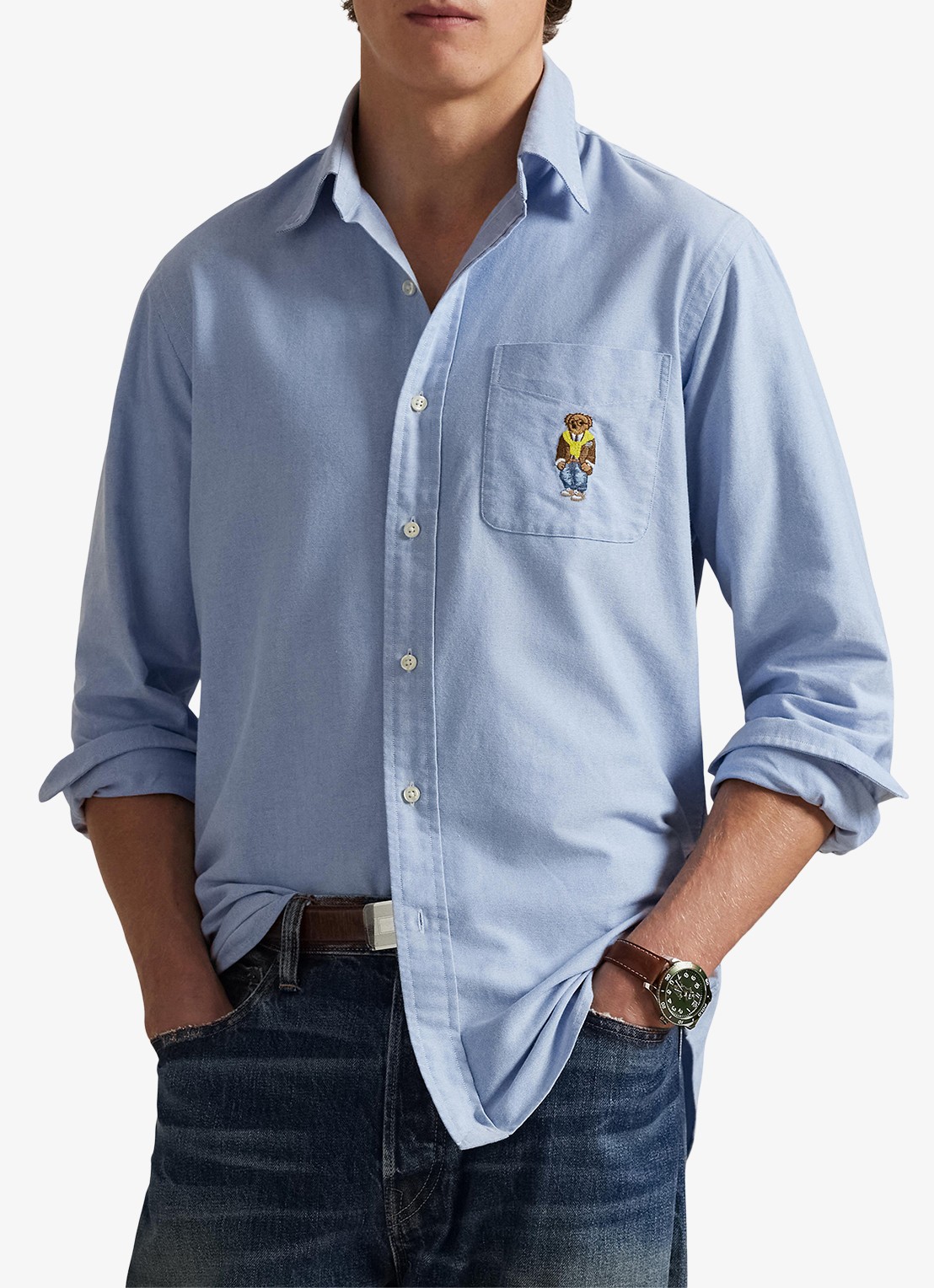 Ralph Lauren Custom fit overhemd met borduring - detail 4 blue heritage / blauw