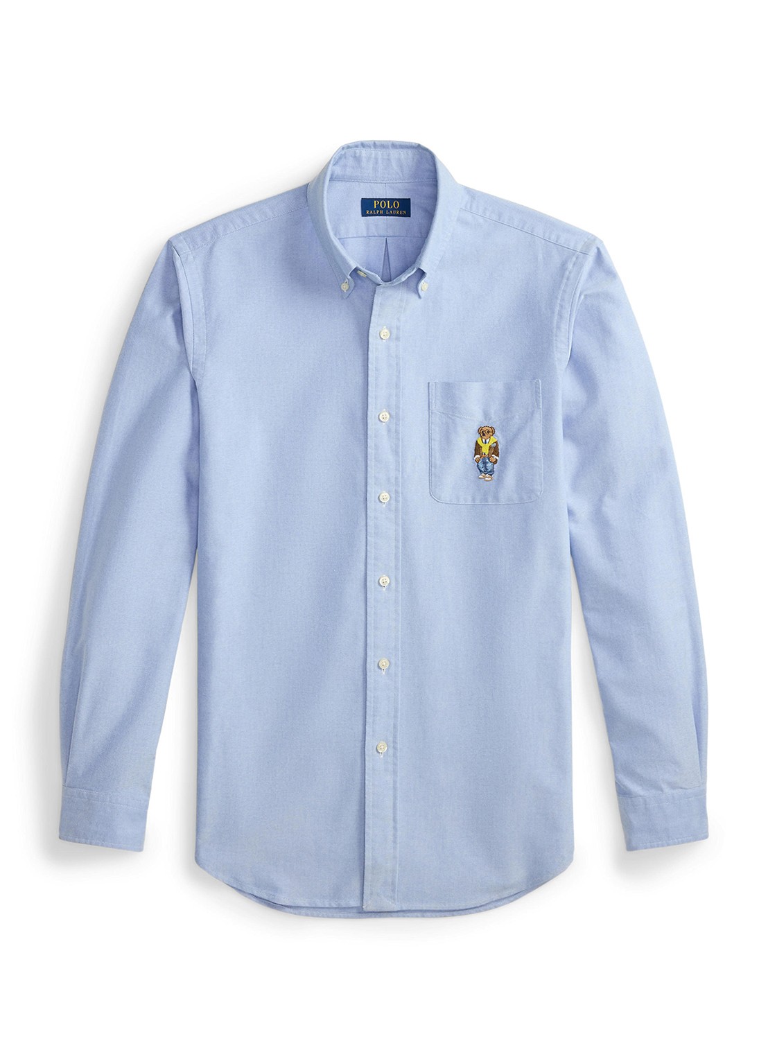 Ralph Lauren Custom fit overhemd met borduring - voorkant blue heritage / blauw