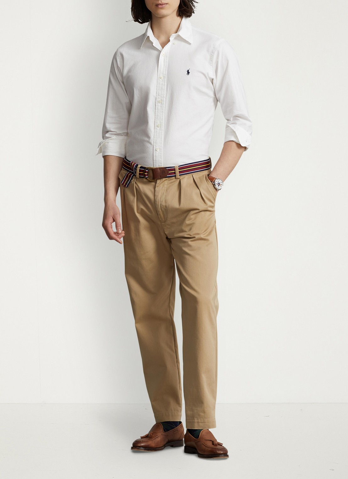 Ralph Lauren Custom fit overhemd met button down-kraag - voorkant 3 white / wit