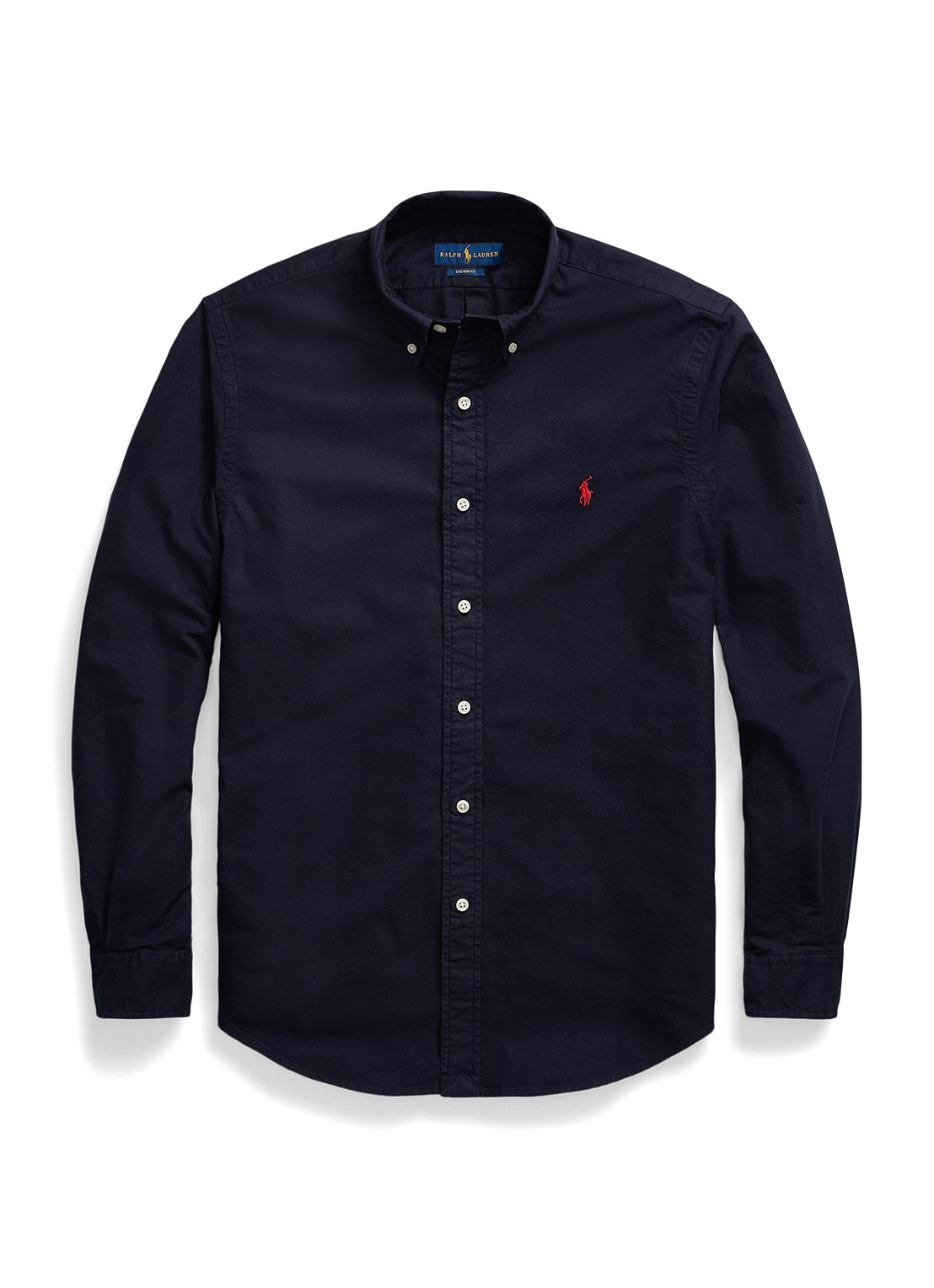 Ralph Lauren Custom fit overhemd met button down-kraag - voorkant donkerblauw