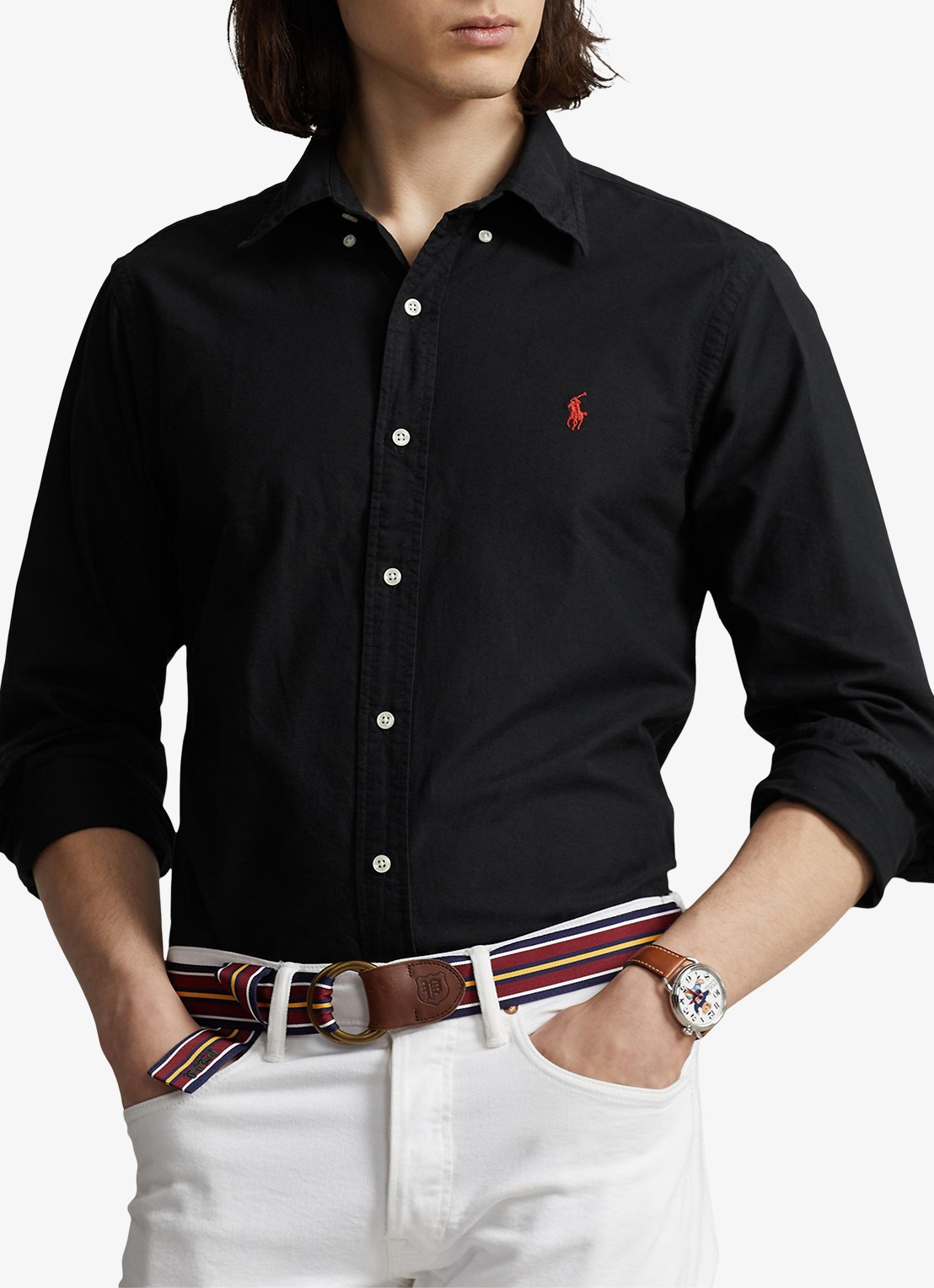 Ralph Lauren Custom fit overhemd met button down-kraag - detail 4 polo black / zwart
