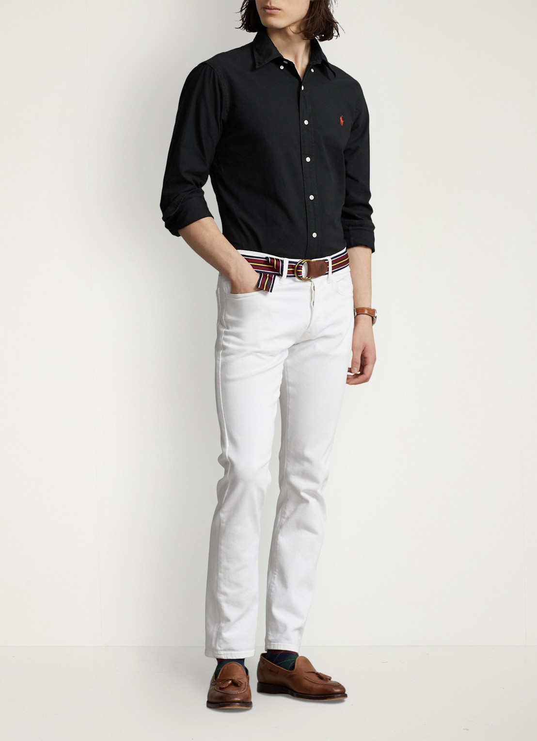 Ralph Lauren Custom fit overhemd met button down-kraag - voorkant 3 polo black / zwart