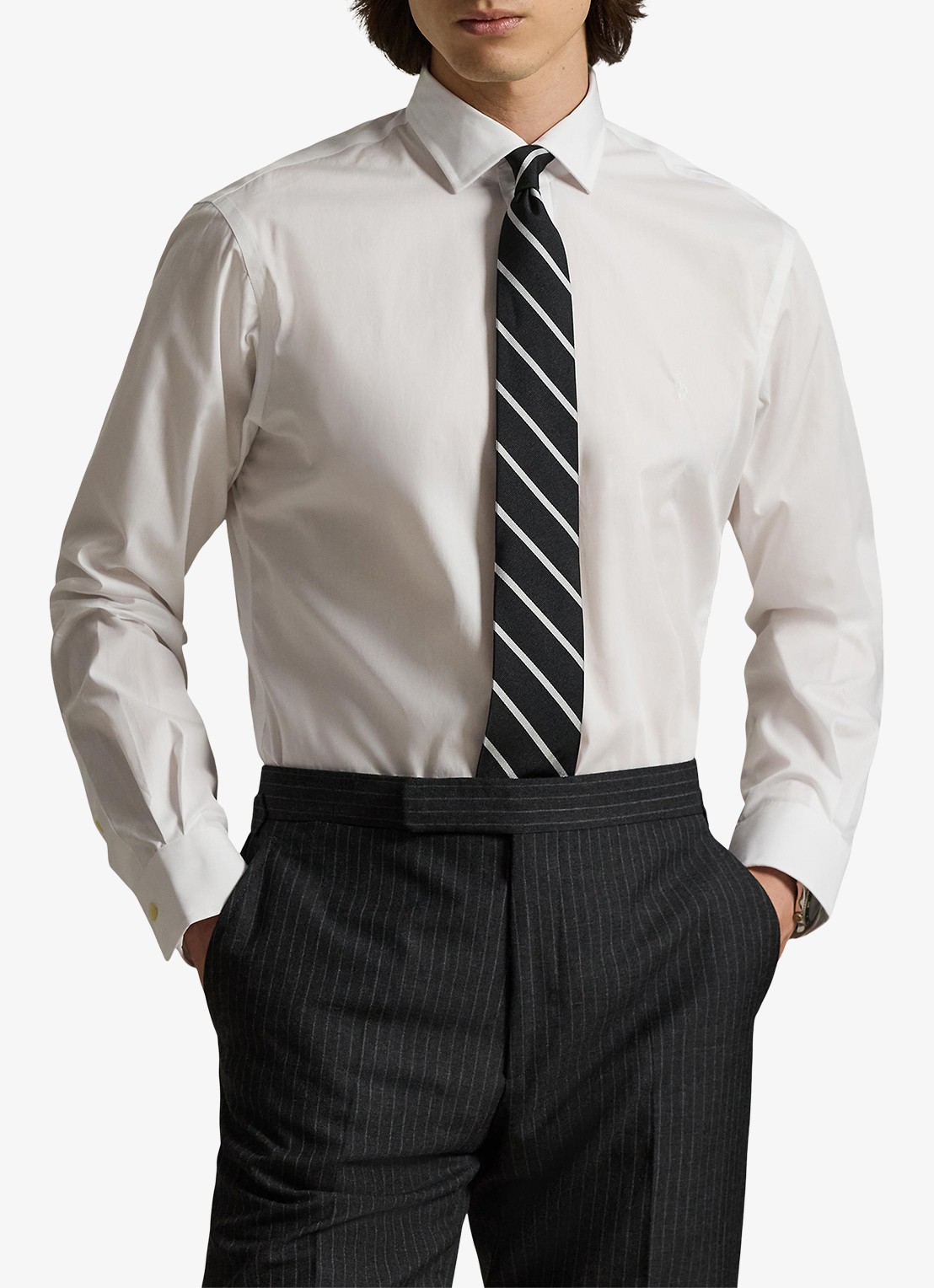 Ralph Lauren Custom fit overhemd met logoborduring - detail white
