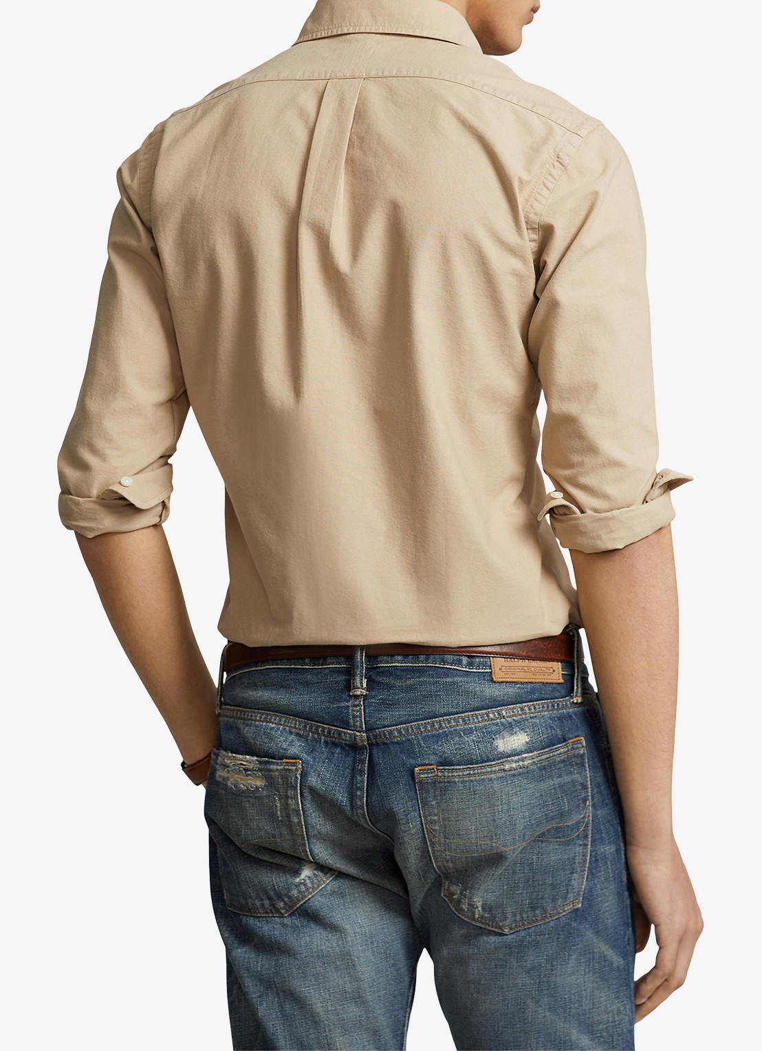 Ralph Lauren Custom fit overhemd met logoborduring - achterkant 3 surrey tan / bruin