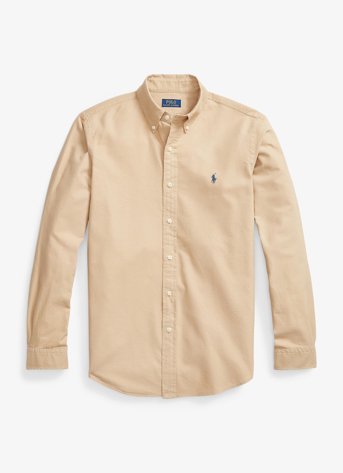 Ralph Lauren Custom fit overhemd met logoborduring - voorkant 4 surrey tan / bruin