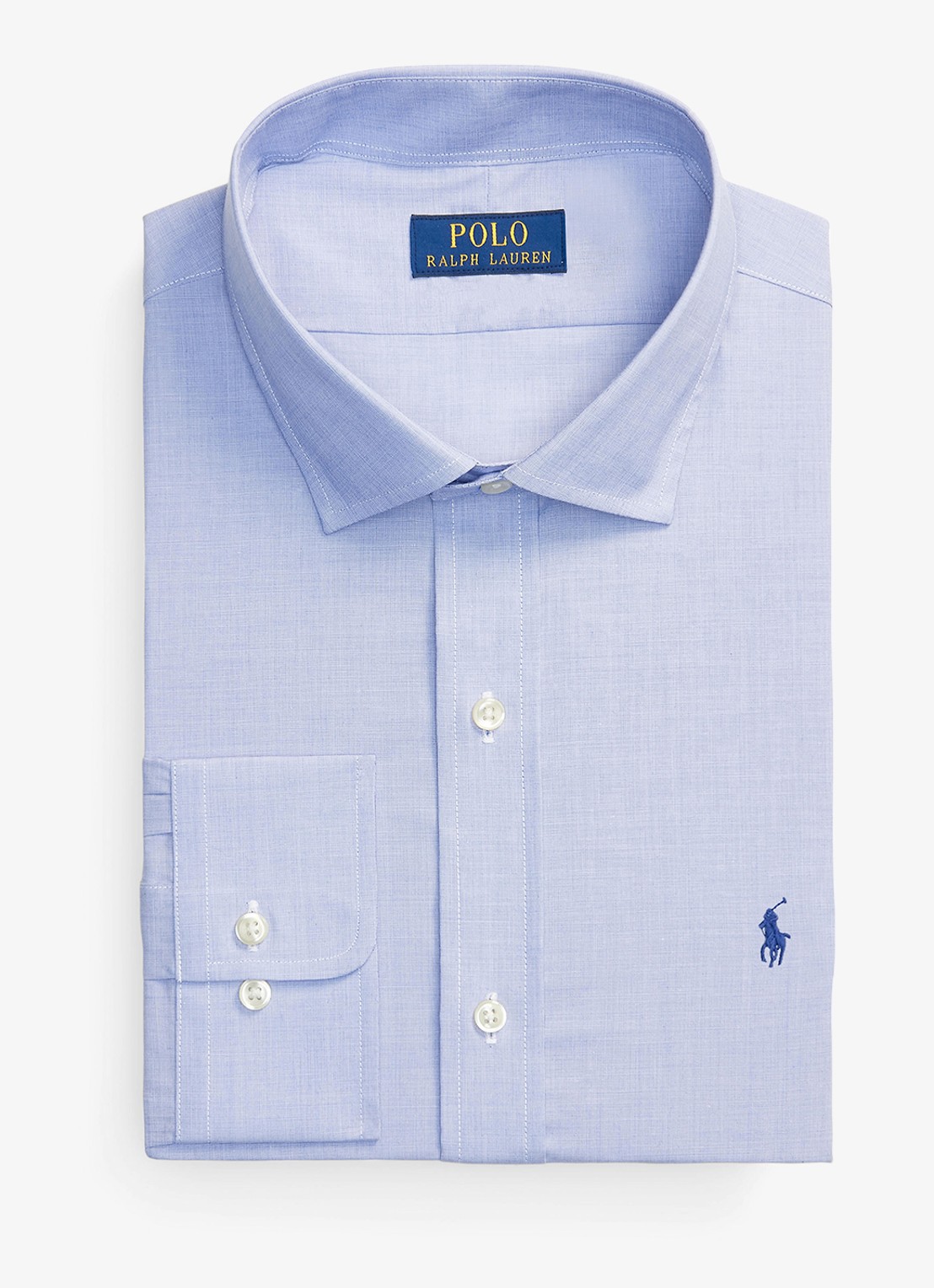 Ralph Lauren Custom fit overhemd met logoborduring - voorkant 3 light blue / white