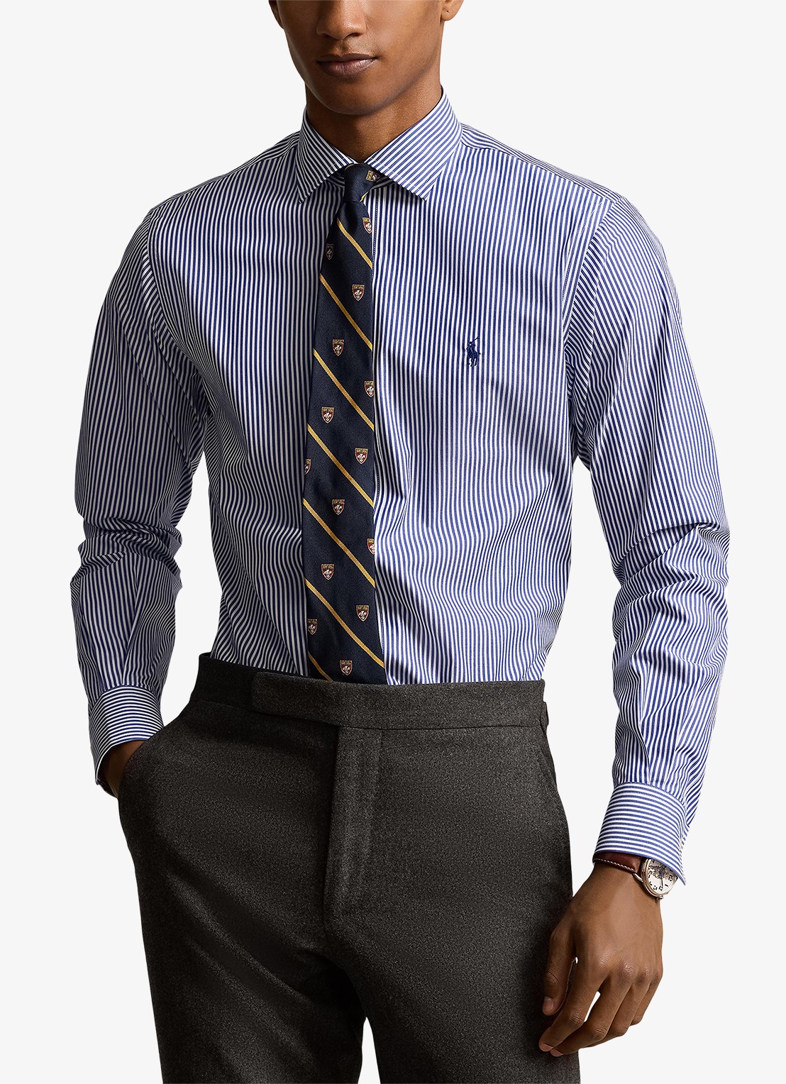 Ralph Lauren Custom fit overhemd met logoborduring - detail 3 royal / white