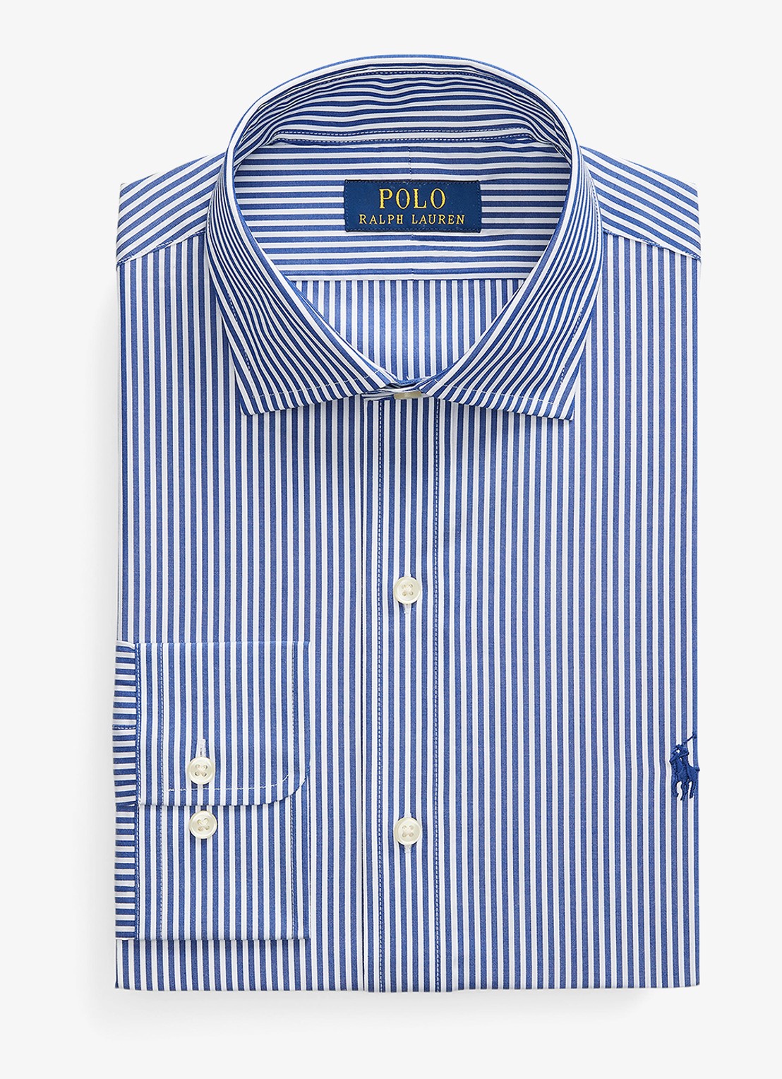 Ralph Lauren Custom fit overhemd met logoborduring - voorkant royal / white