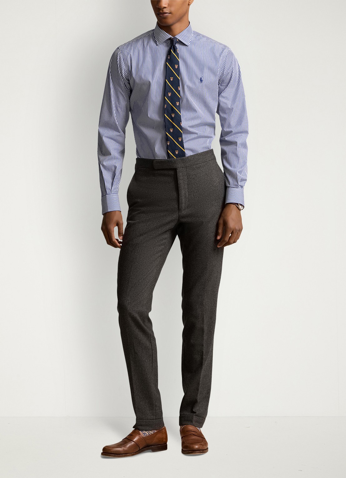 Ralph Lauren Custom fit overhemd met logoborduring - voorkant 2 royal / white
