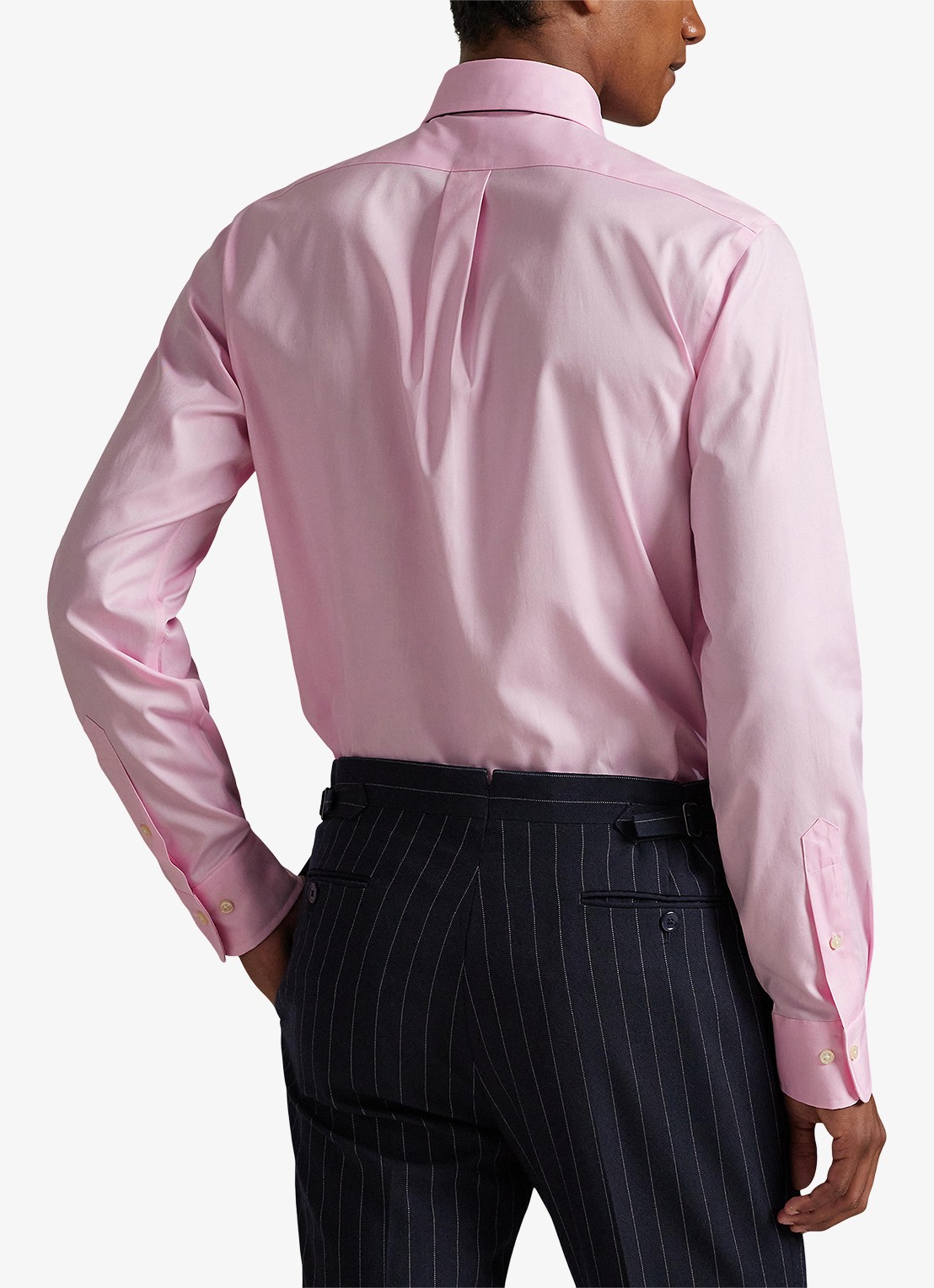 Ralph Lauren Custom fit overhemd met logoborduring - achterkant pink , white / roze , wit