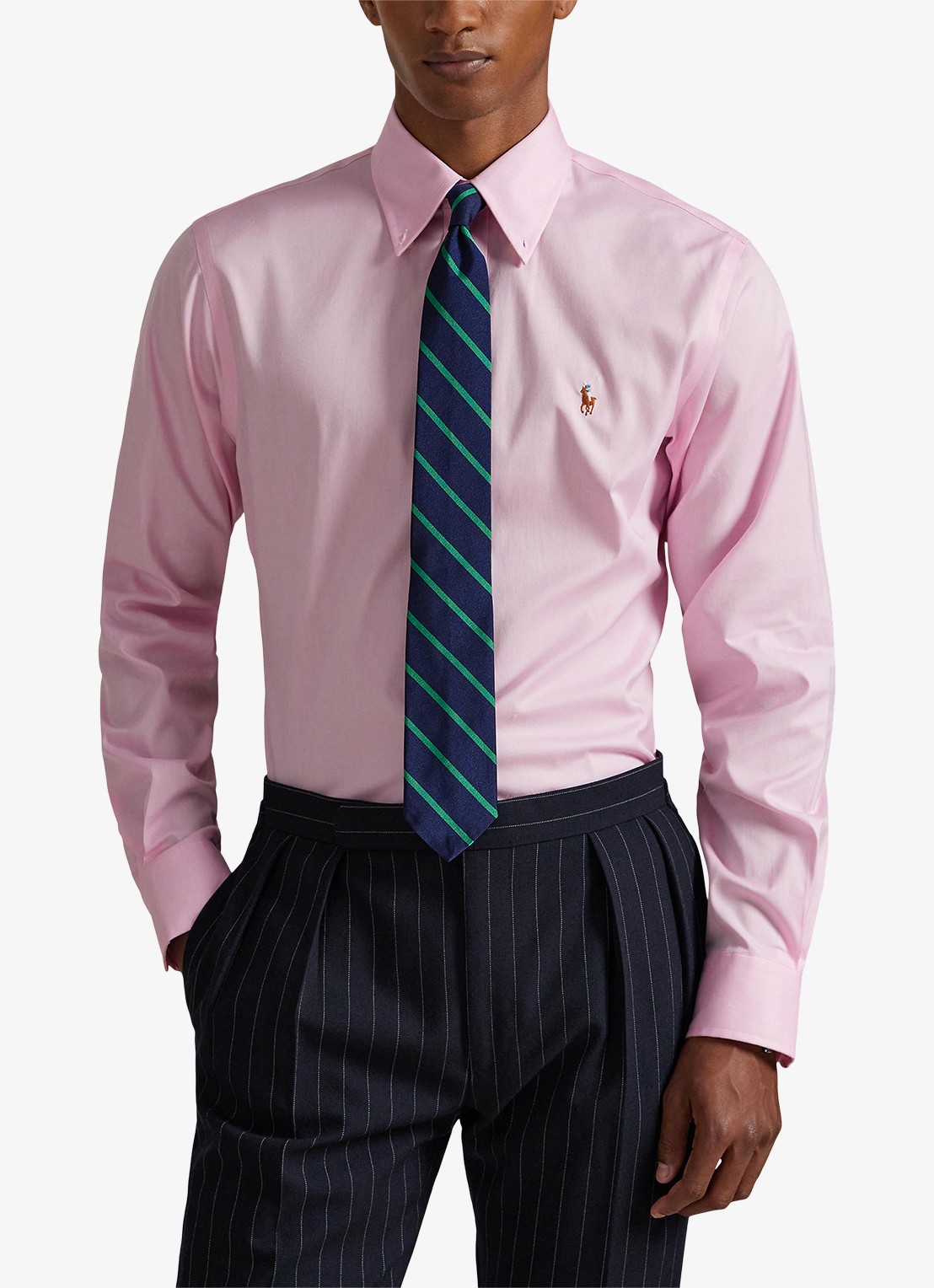 Ralph Lauren Custom fit overhemd met logoborduring - detail 2 pink , white / roze , wit