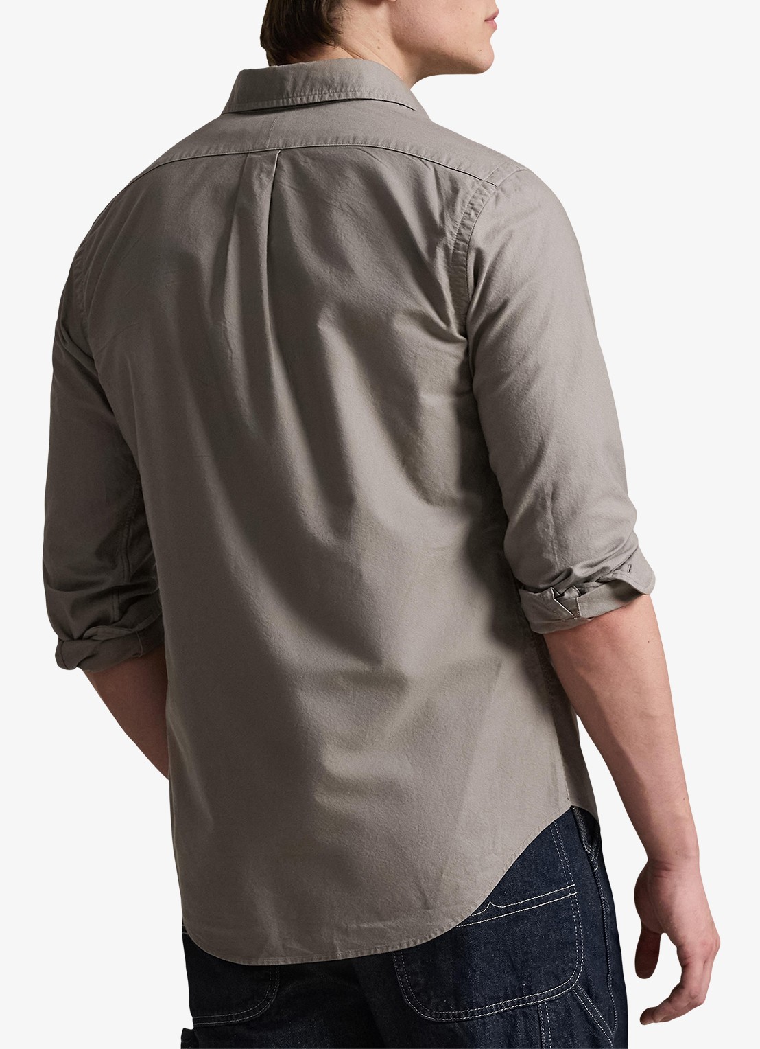 Ralph Lauren Custom fit overhemd met logoborduring - achterkant 3 perfect grey / grijs
