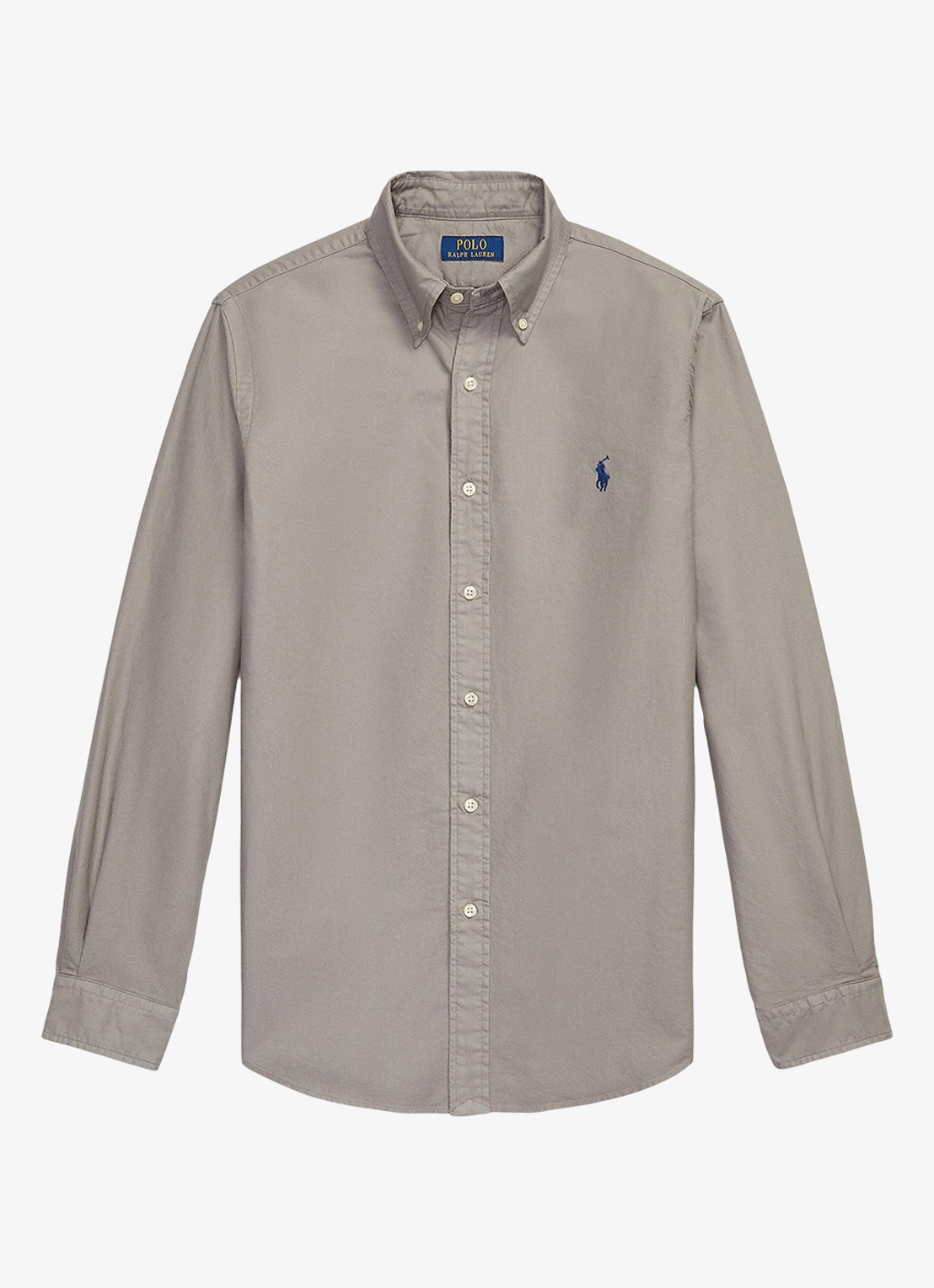 Ralph Lauren Custom fit overhemd met logoborduring - voorkant perfect grey / grijs
