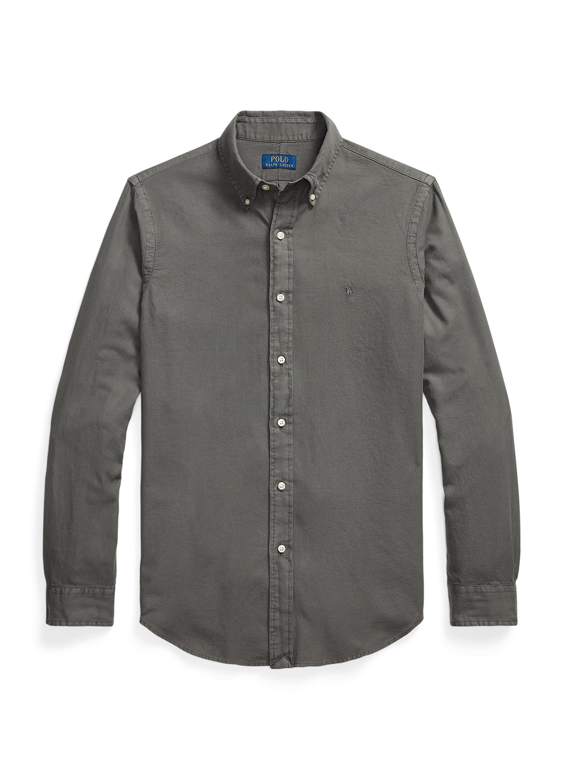 Ralph Lauren Custom fit overhemd met logoborduring - voorkant dark metal / donkergrijs