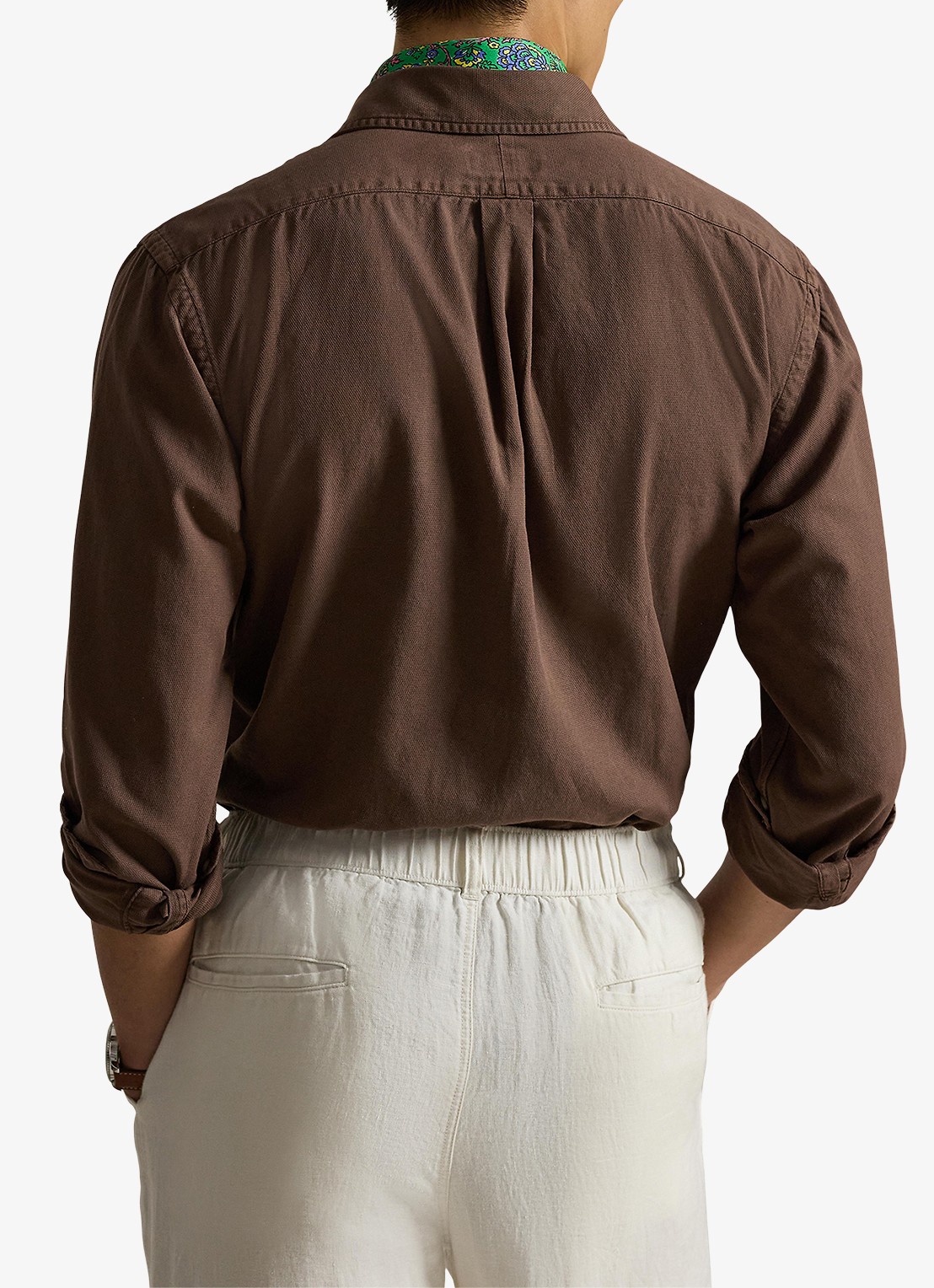 Ralph Lauren Custom fit overhemd met logoborduring - achterkant 5 nutmeg brown / bruin