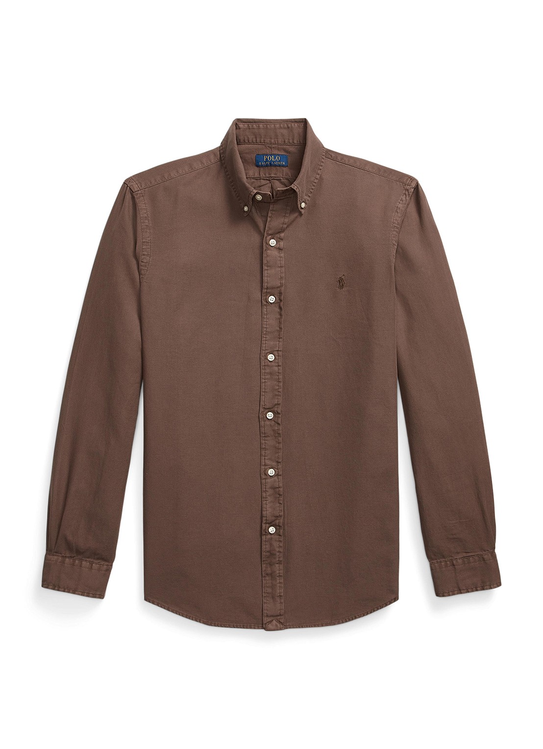 Ralph Lauren Custom fit overhemd met logoborduring - voorkant nutmeg brown / bruin