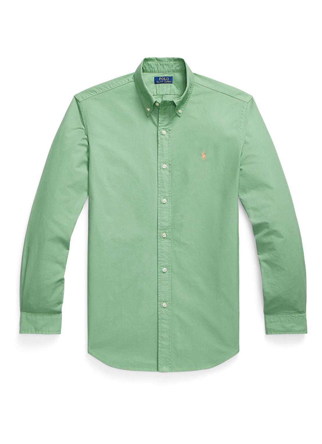 Ralph Lauren Custom fit overhemd met logoborduring - voorkant 3 outback green / groen