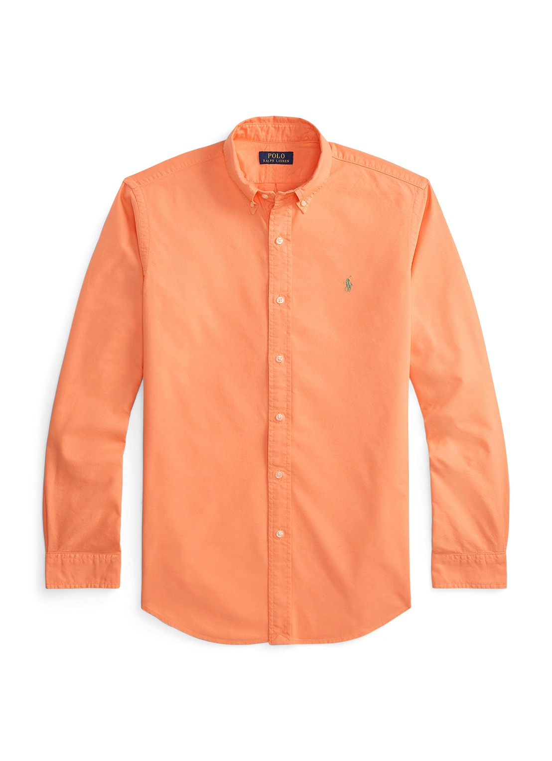 Ralph Lauren Custom fit overhemd met logoborduring - voorkant pompano orange / oranje