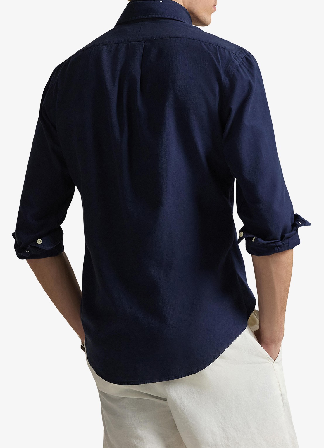Ralph Lauren Custom fit overhemd met logoborduring - achterkant 5 cruise navy / donkerblauw