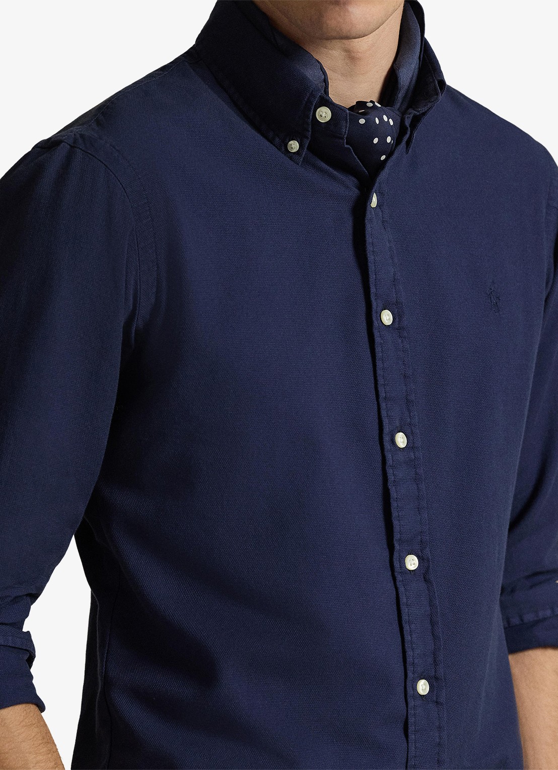 Ralph Lauren Custom fit overhemd met logoborduring - detail 4 cruise navy / donkerblauw