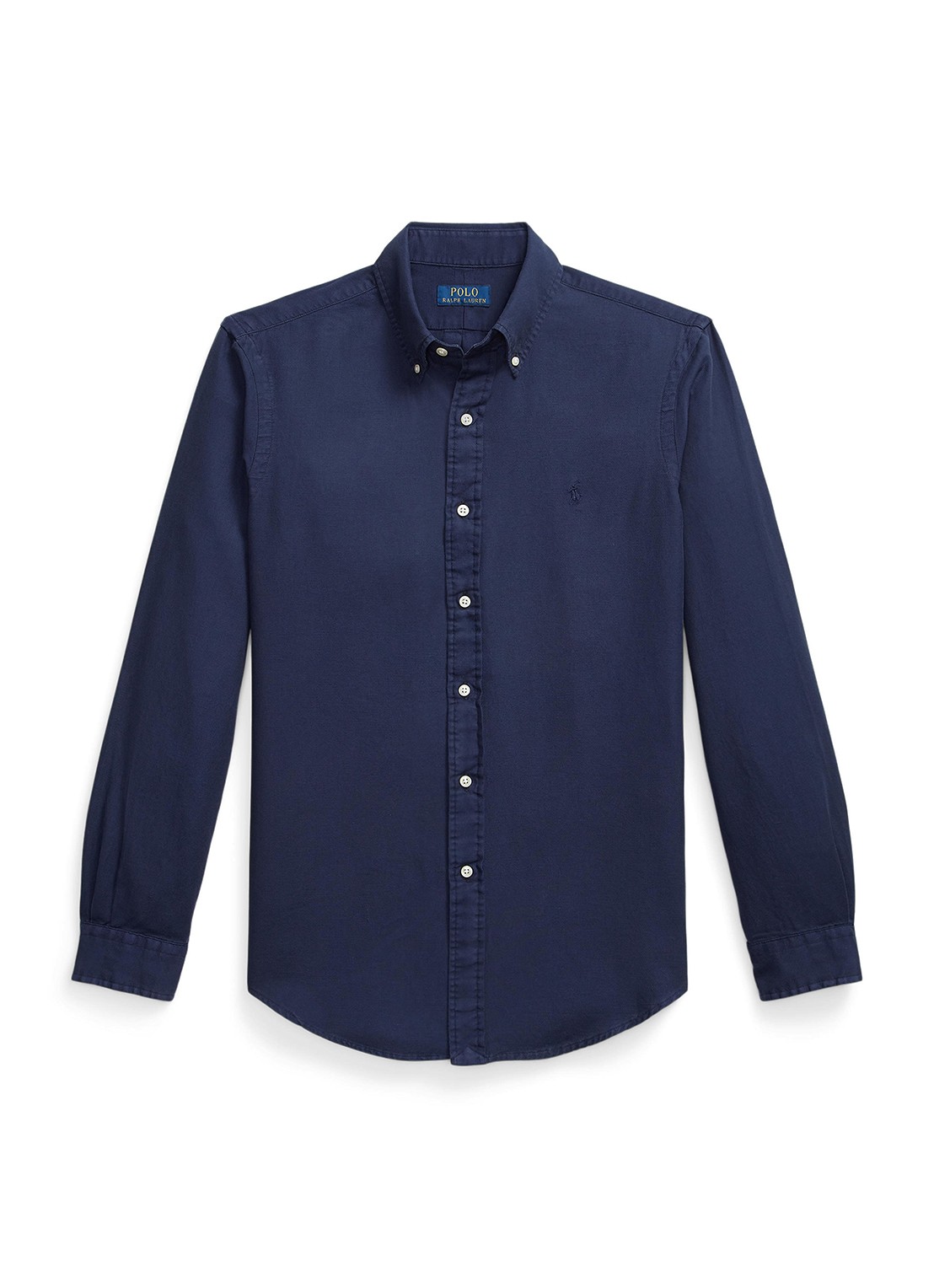 Ralph Lauren Custom fit overhemd met logoborduring - voorkant cruise navy / donkerblauw