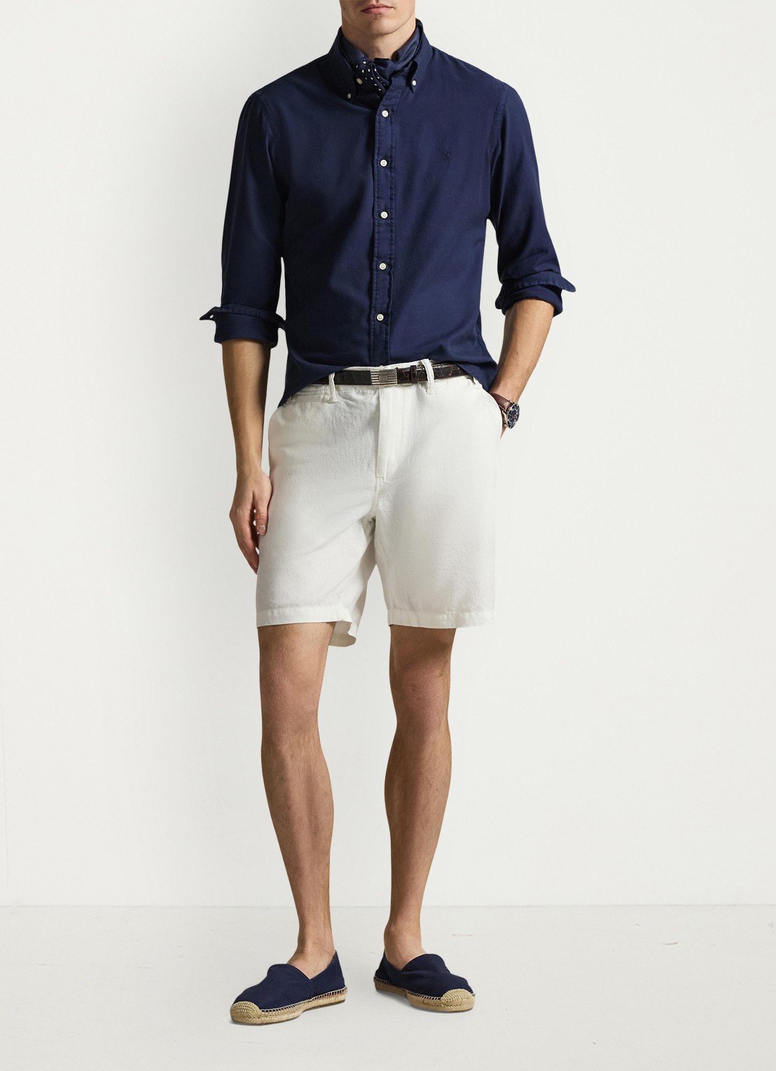 Ralph Lauren Custom fit overhemd met logoborduring - voorkant 2 cruise navy / donkerblauw
