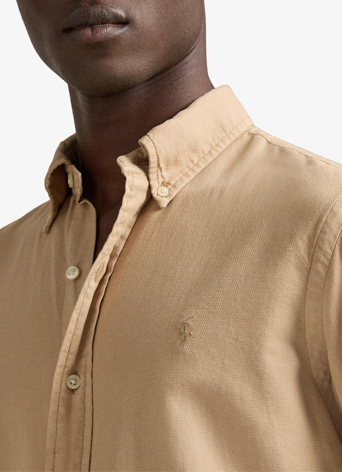 Ralph Lauren Custom fit overhemd met logoborduring - detail 4 surrey tan / bruin