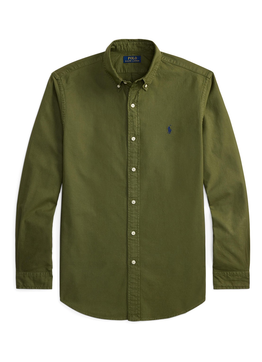 Ralph Lauren Custom fit overhemd met logoborduring - voorkant 2 new olive / olijfgroen