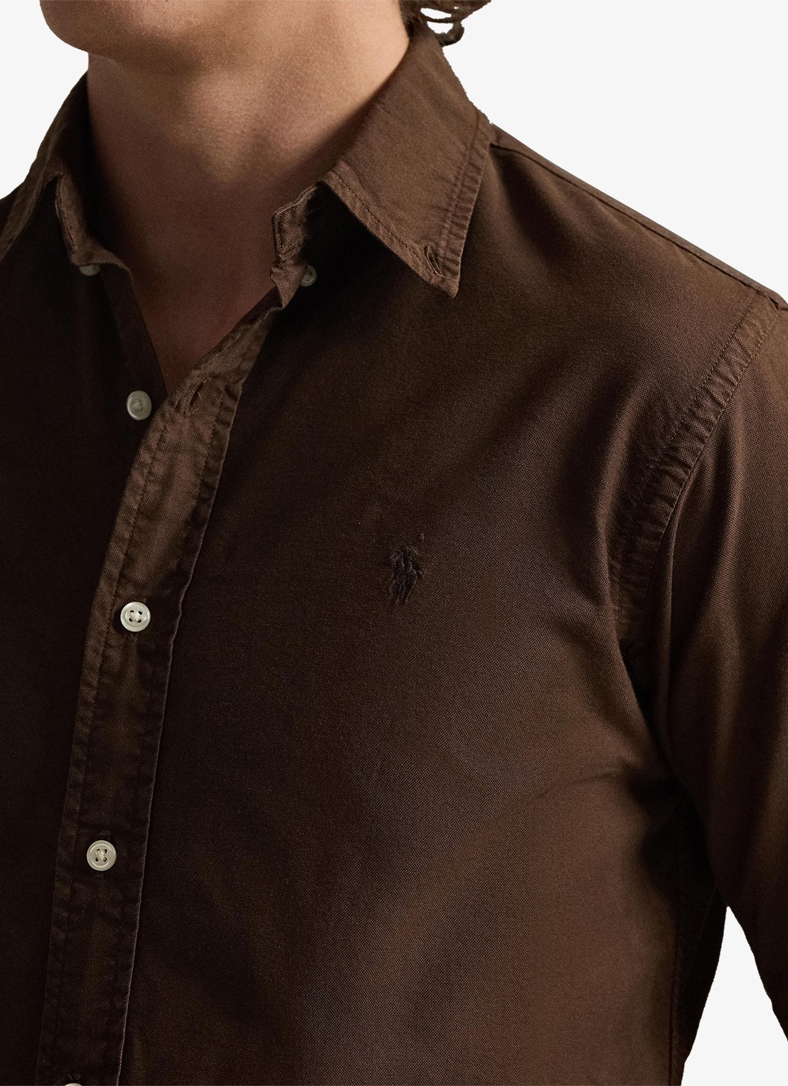 Ralph Lauren Custom fit overhemd met logoborduring - detail 5 nutmeg brown / bruin