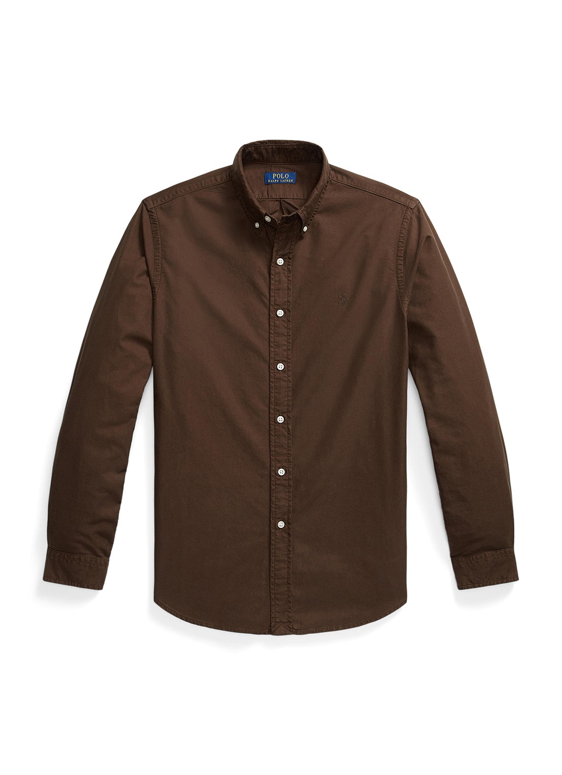 Ralph Lauren Custom fit overhemd met logoborduring - voorkant 2 nutmeg brown / bruin