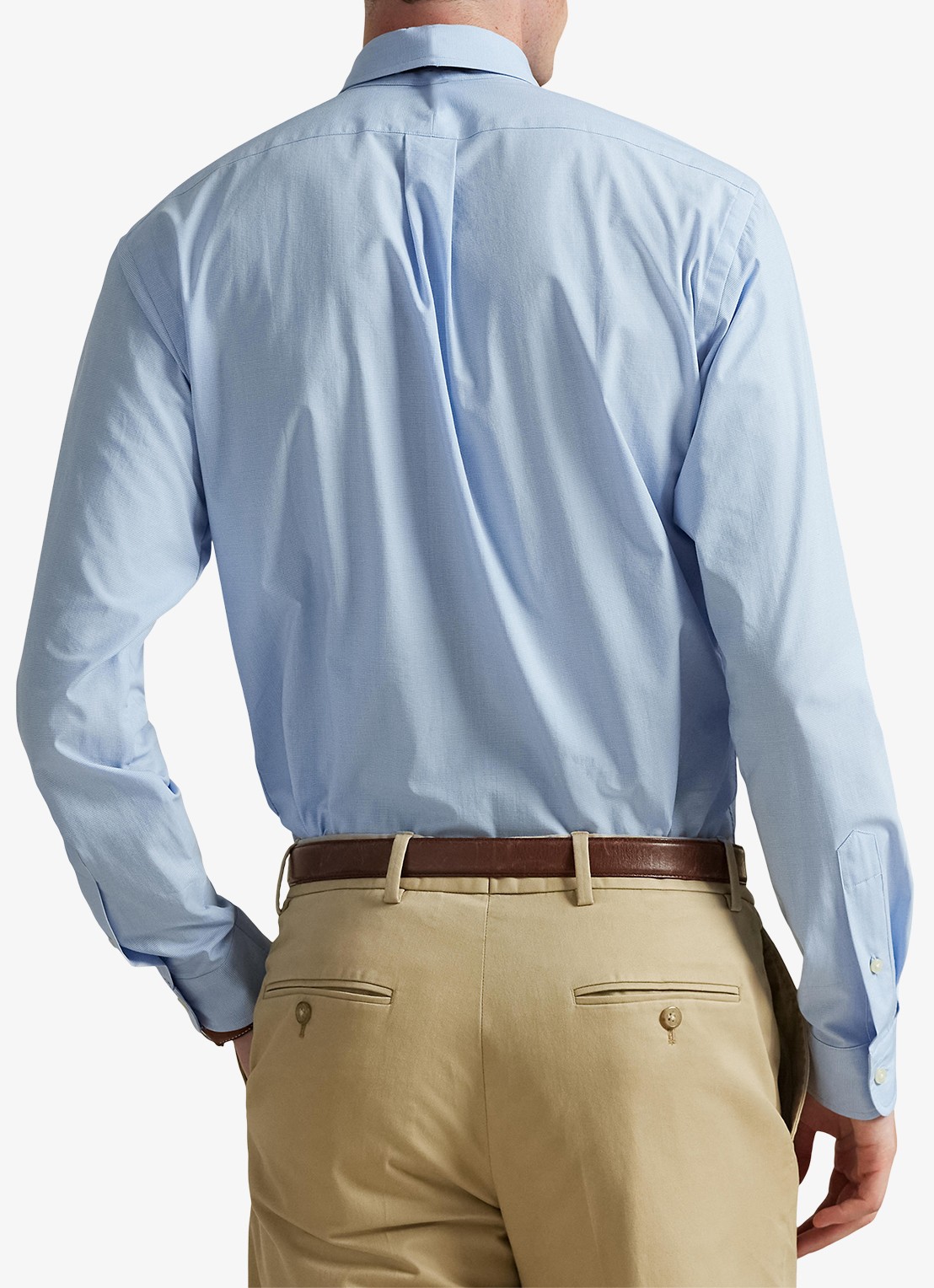 Ralph Lauren Custom fit overhemd met logoborduring - achterkant 5 cabana blue white / lichtblauw