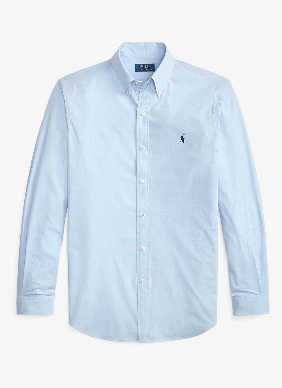 Ralph Lauren Custom fit overhemd met logoborduring - voorkant 3 cabana blue white / lichtblauw