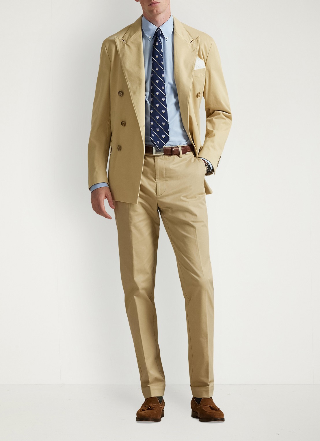 Ralph Lauren Custom fit overhemd met logoborduring - voorkant 4 cabana blue white / lichtblauw